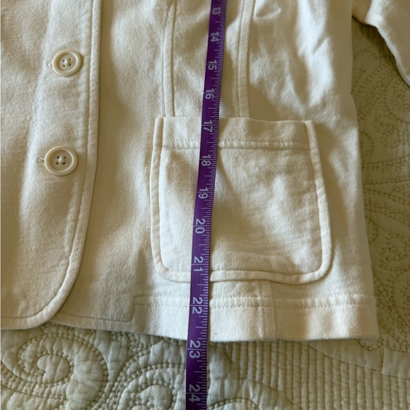 100% cotton cream ivory soft button up blazer jacket women's M - Picture 2 of 8
